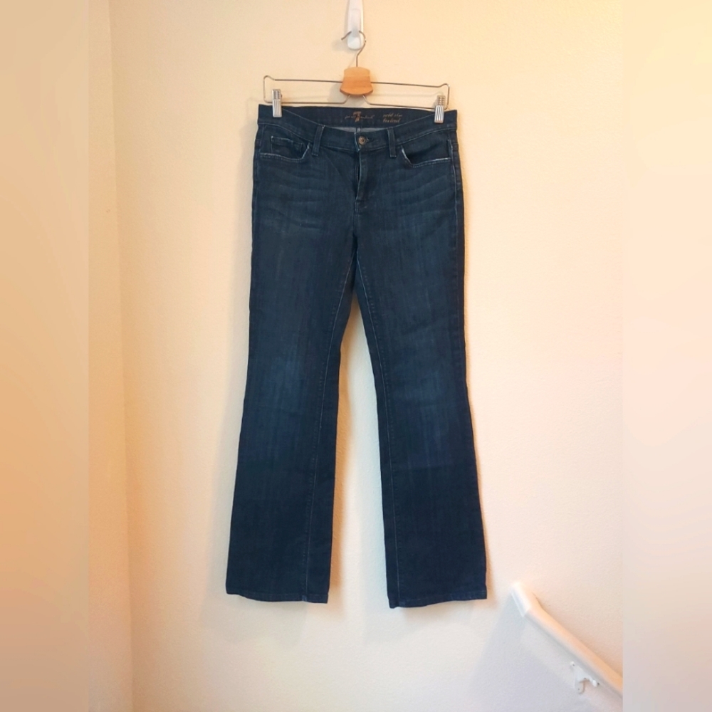 Woman's Seven For All Mankind Mid Rise Bootcut Dark Wash Jeans, Size 29